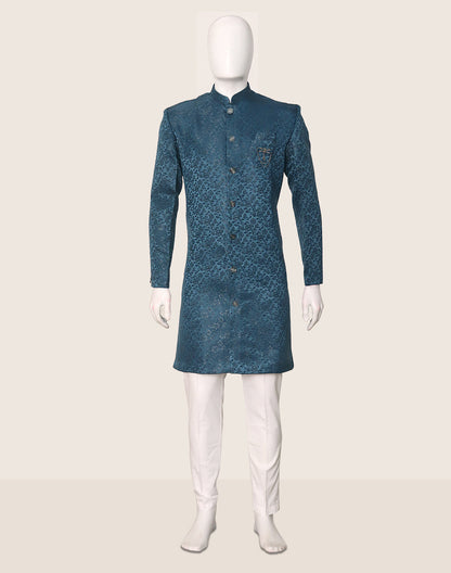 Peacock Self Floral Design Jacquard Semi Indo