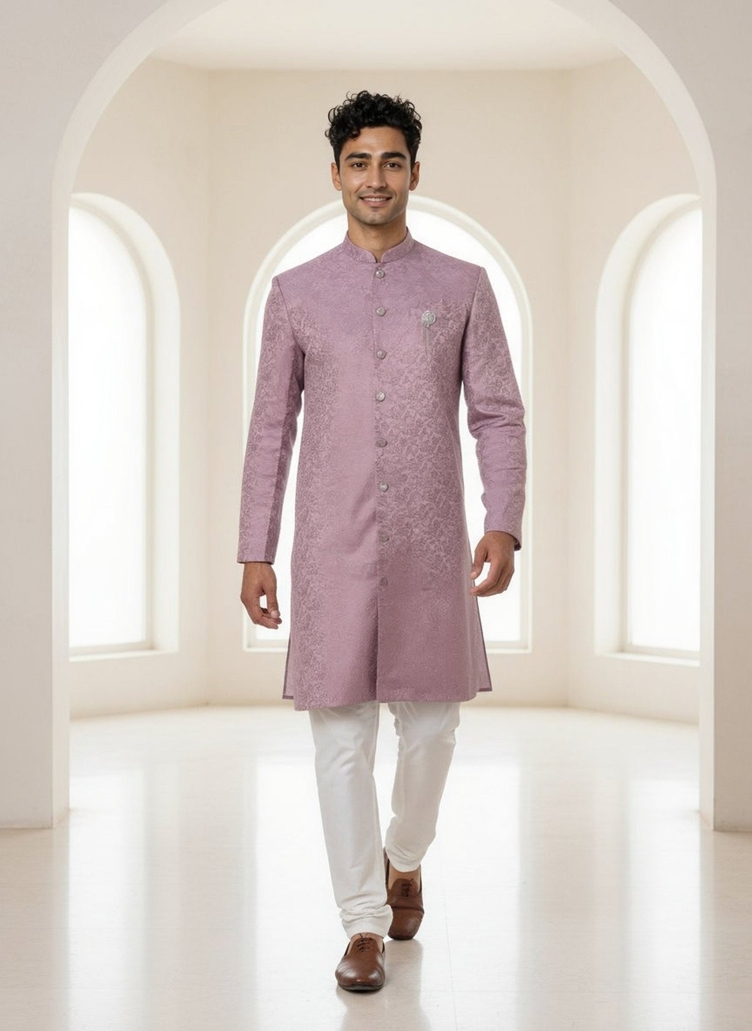 Onion Self Floral Design Jacquard Semi Indo