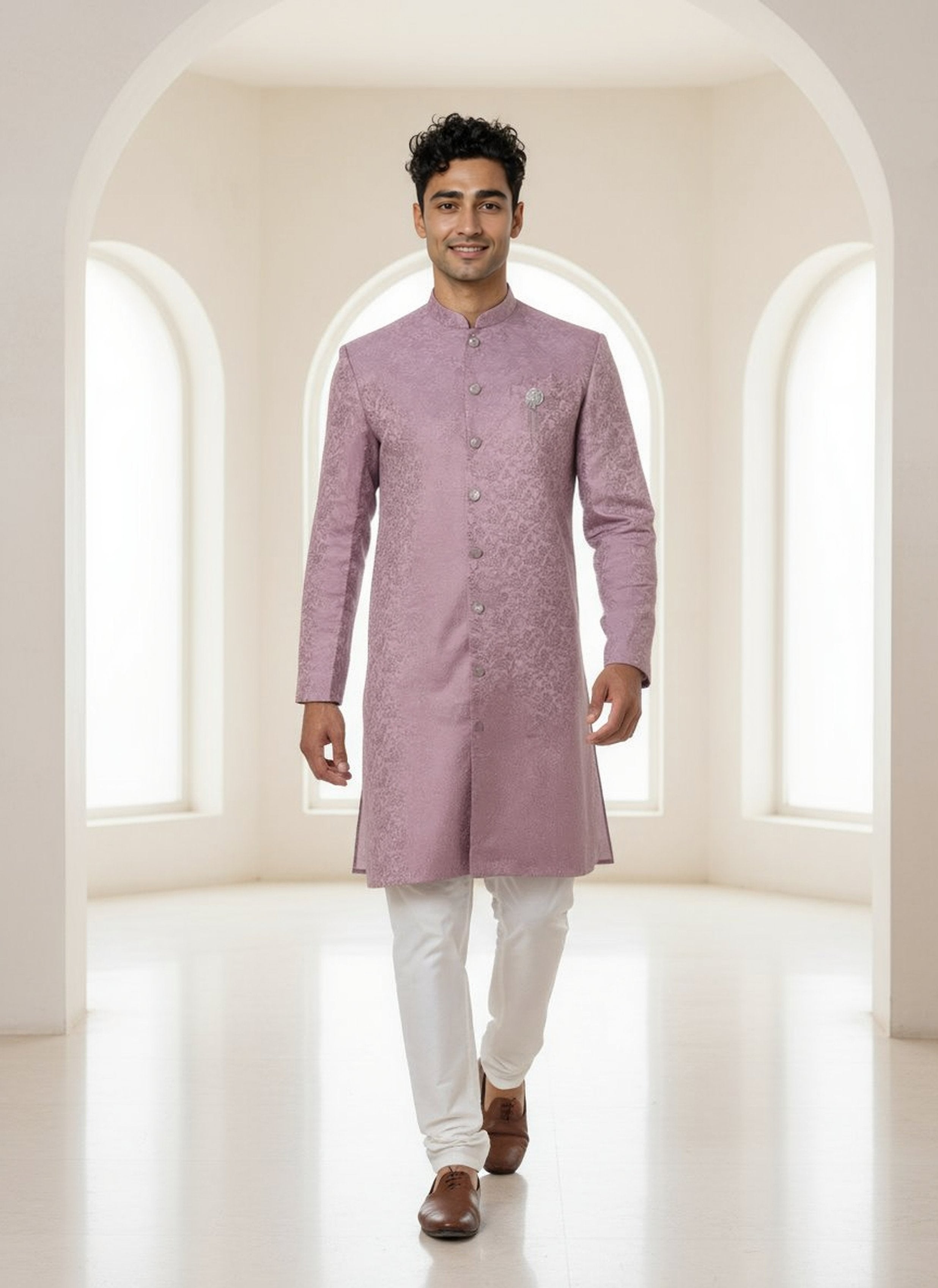 Onion Self Floral Design Jacquard Semi Indo