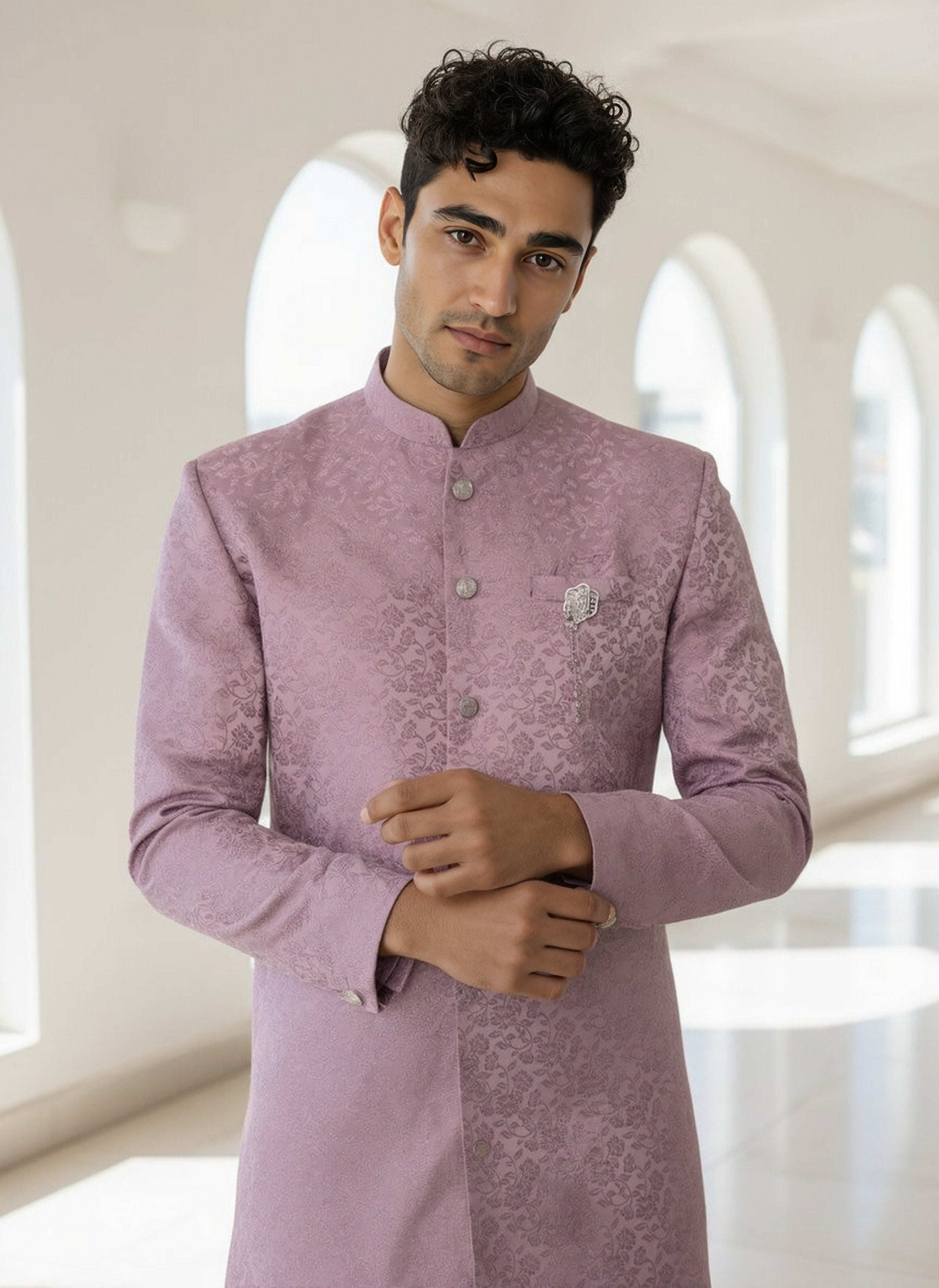 Onion Self Floral Design Jacquard Semi Indo