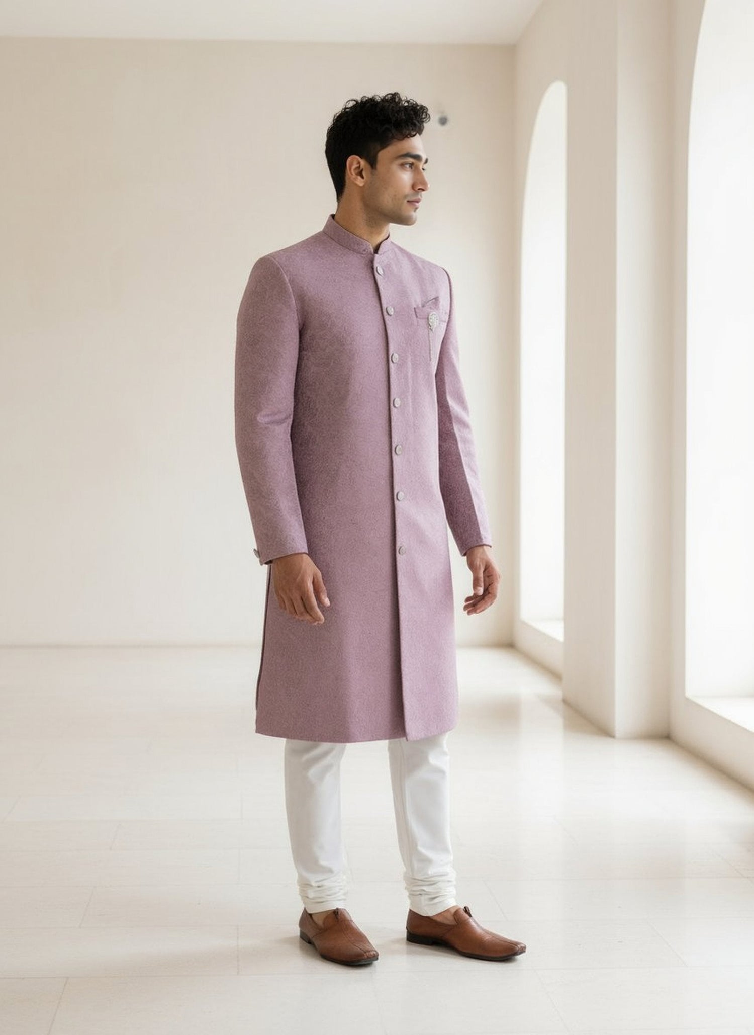 Onion Self Floral Design Jacquard Semi Indo