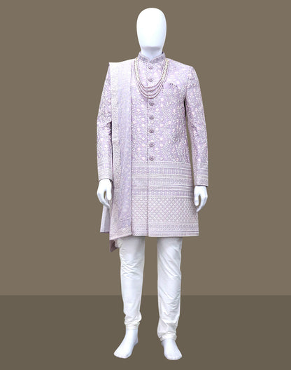 Exclusive Purple Floral Georgette Embroidery work Indo-Western with Dupatta