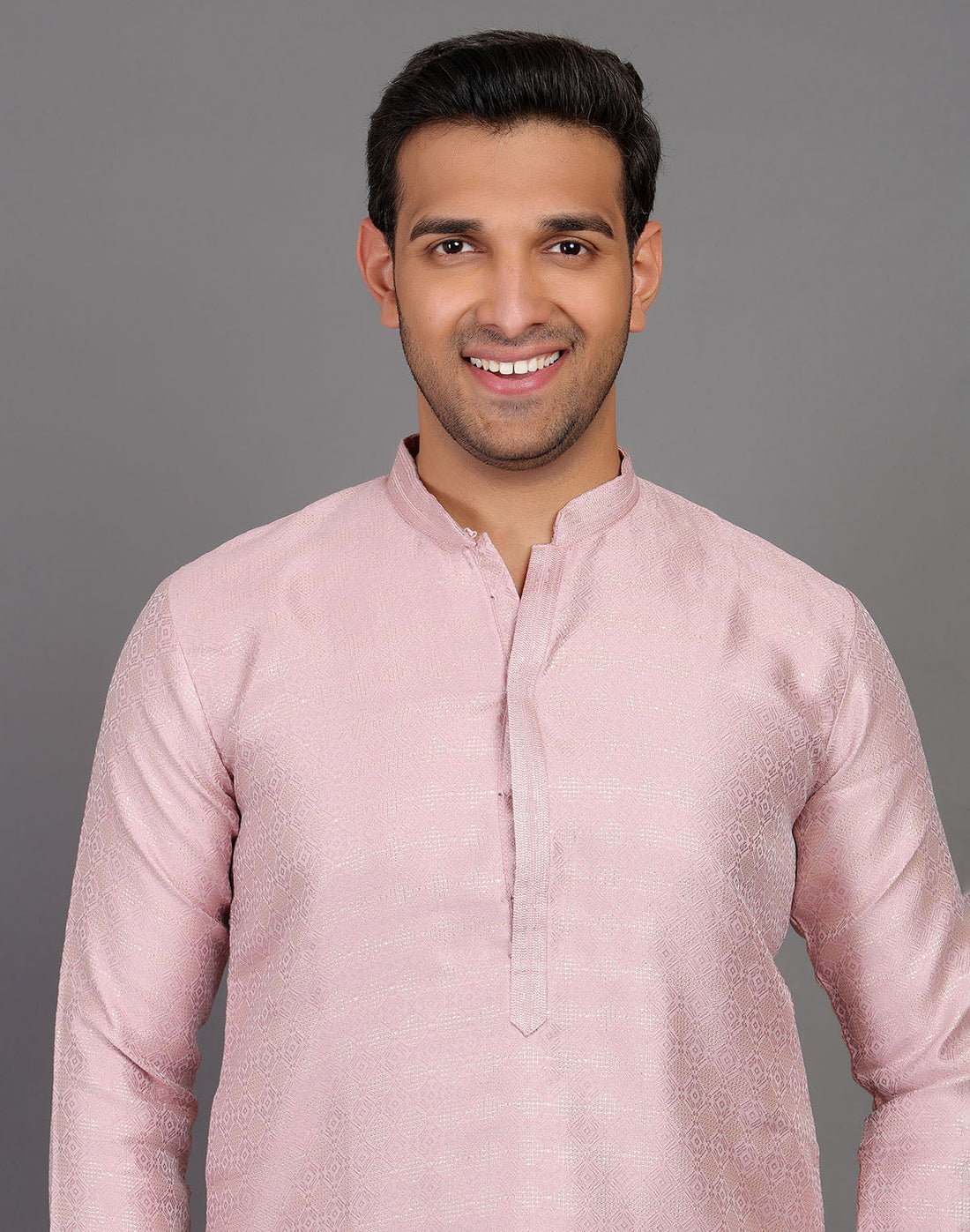 All Over Self Highlighted Thread Work Soft Silk Onion Colour Kurta Set