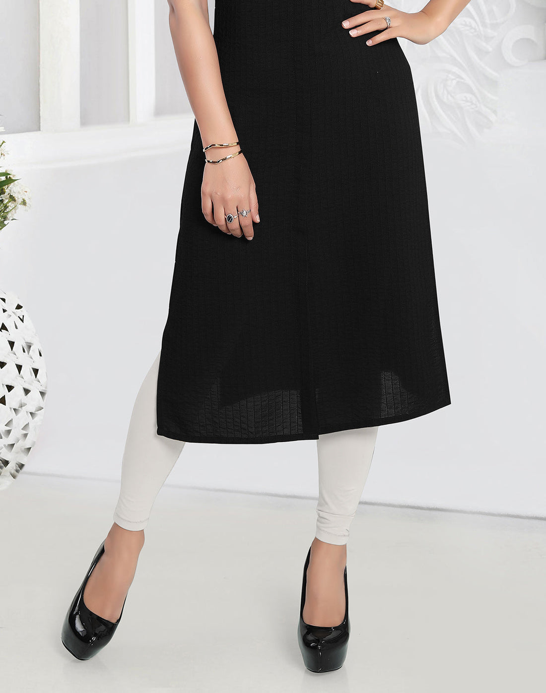 Black Cotton Silk Kurti