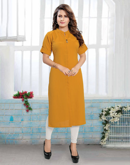 Elegant Mustard Coloured Cotton Silk Kurti