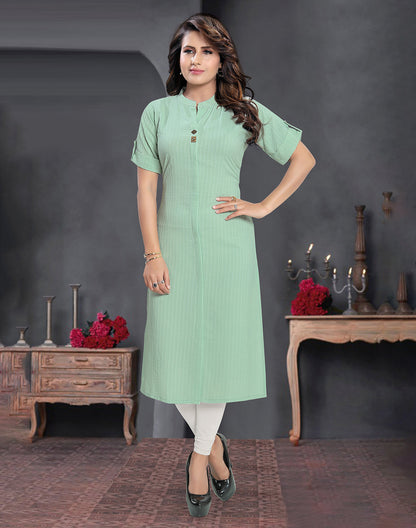 Light Pista Green Cotton Silk Kurti