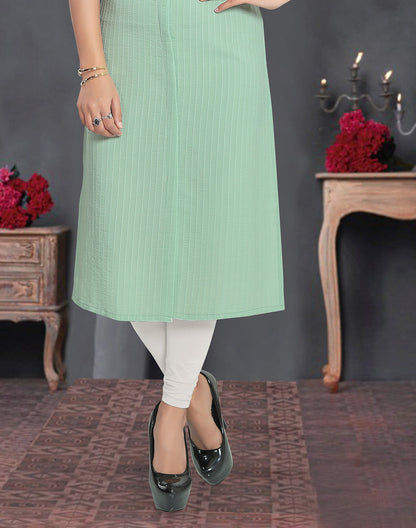 Light Pista Green Cotton Silk Kurti