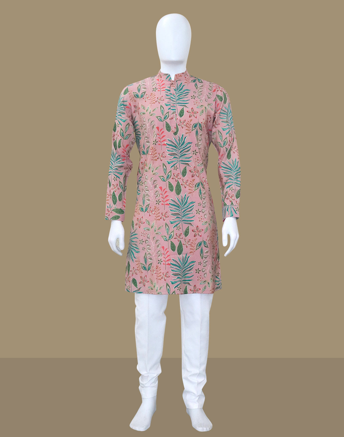 Light Pink Floral Print Soft Silk Kurta