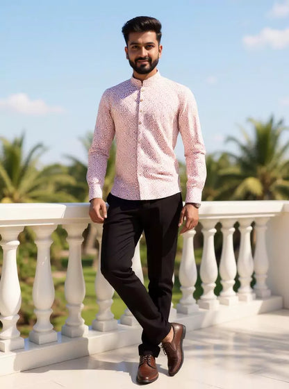 Classy Rust Coloured Geometric Print Glaxo Cotton Short Kurta
