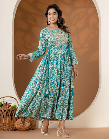 Elegant Rama Green Coloured Rayon Kurti