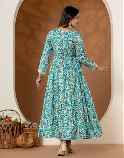 Elegant Rama Green Coloured Rayon Kurti