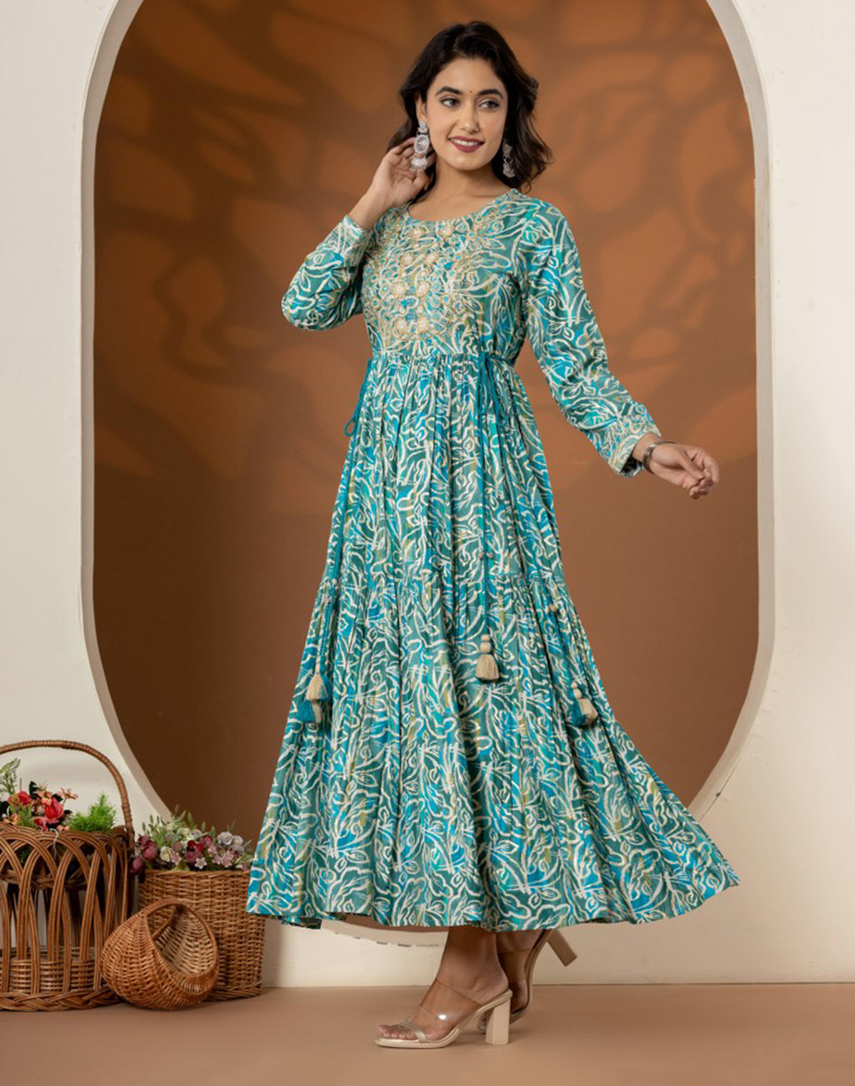 Elegant Rama Green Coloured Rayon Kurti