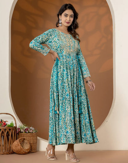 Elegant Rama Green Coloured Rayon Kurti