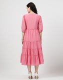 Light Pink Cotton Party Wear Dress with Shrug