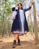 Jacket Style 3/4th Sleeve Navy Blue Cotton Shrug