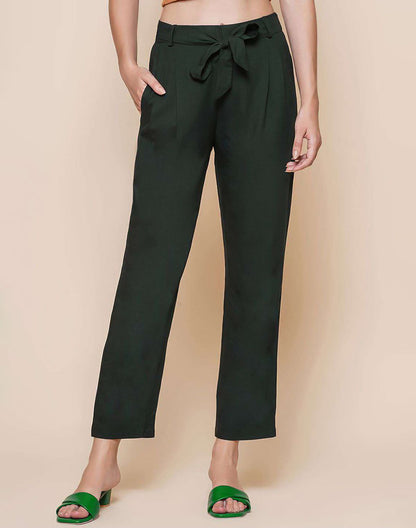 Green Plain Rayon Pant