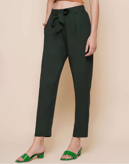 Green Plain Rayon Pant