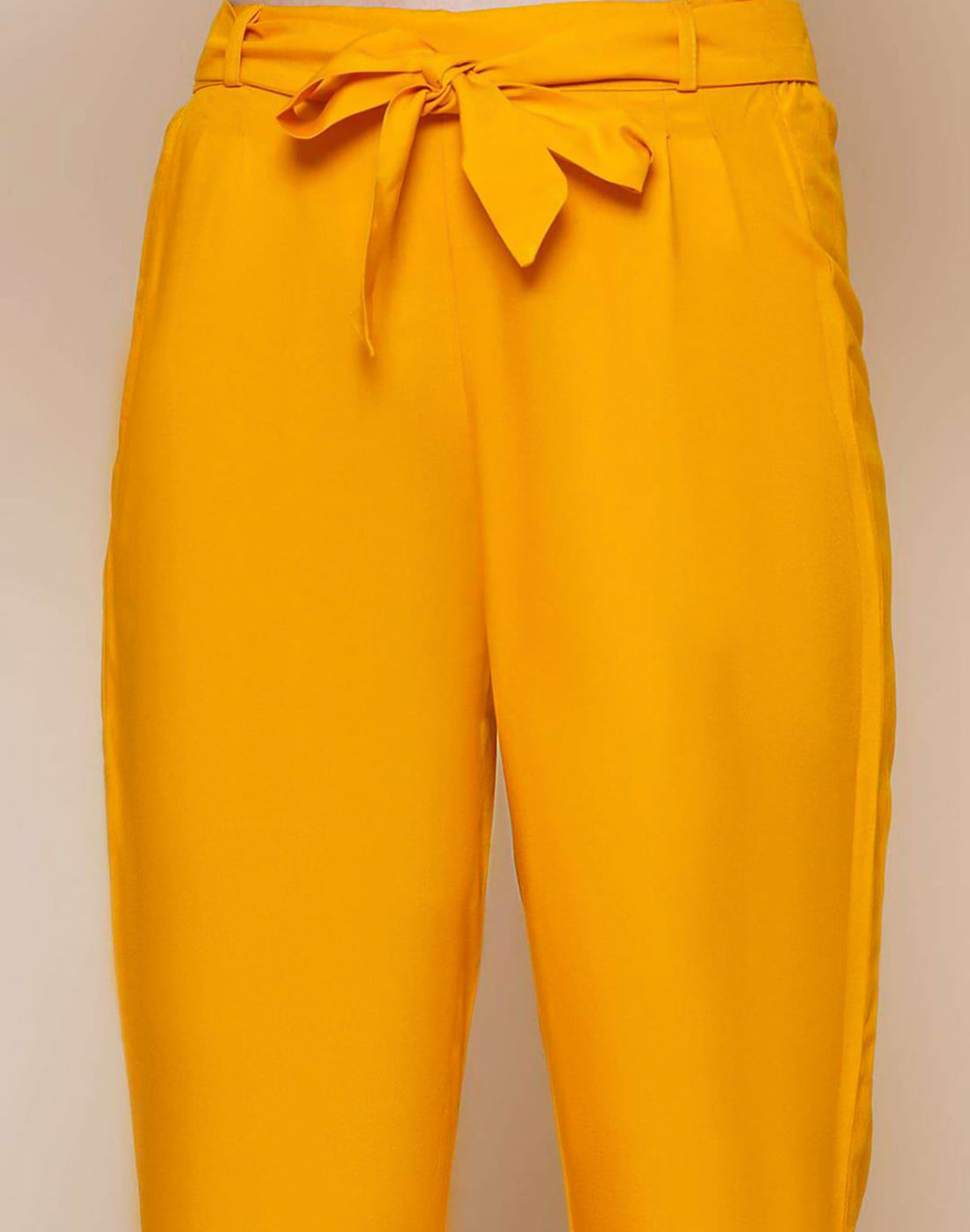 Mustard Plain Viscose Rayon Straight Pant