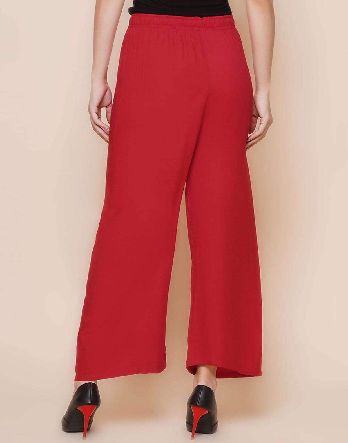 Red Coloured Viscose Rayon Plazzo Pant