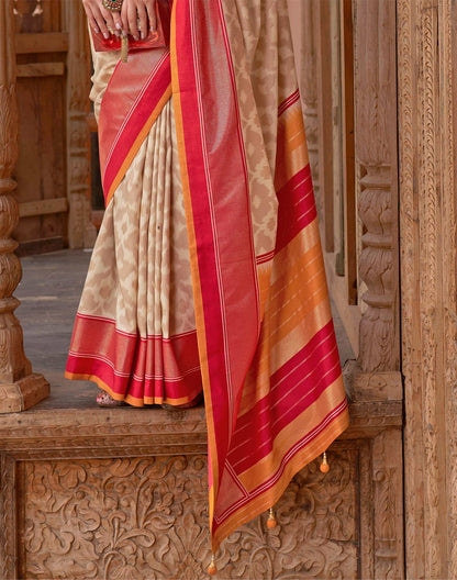 Beige Colour smooth Patola Silk Saree