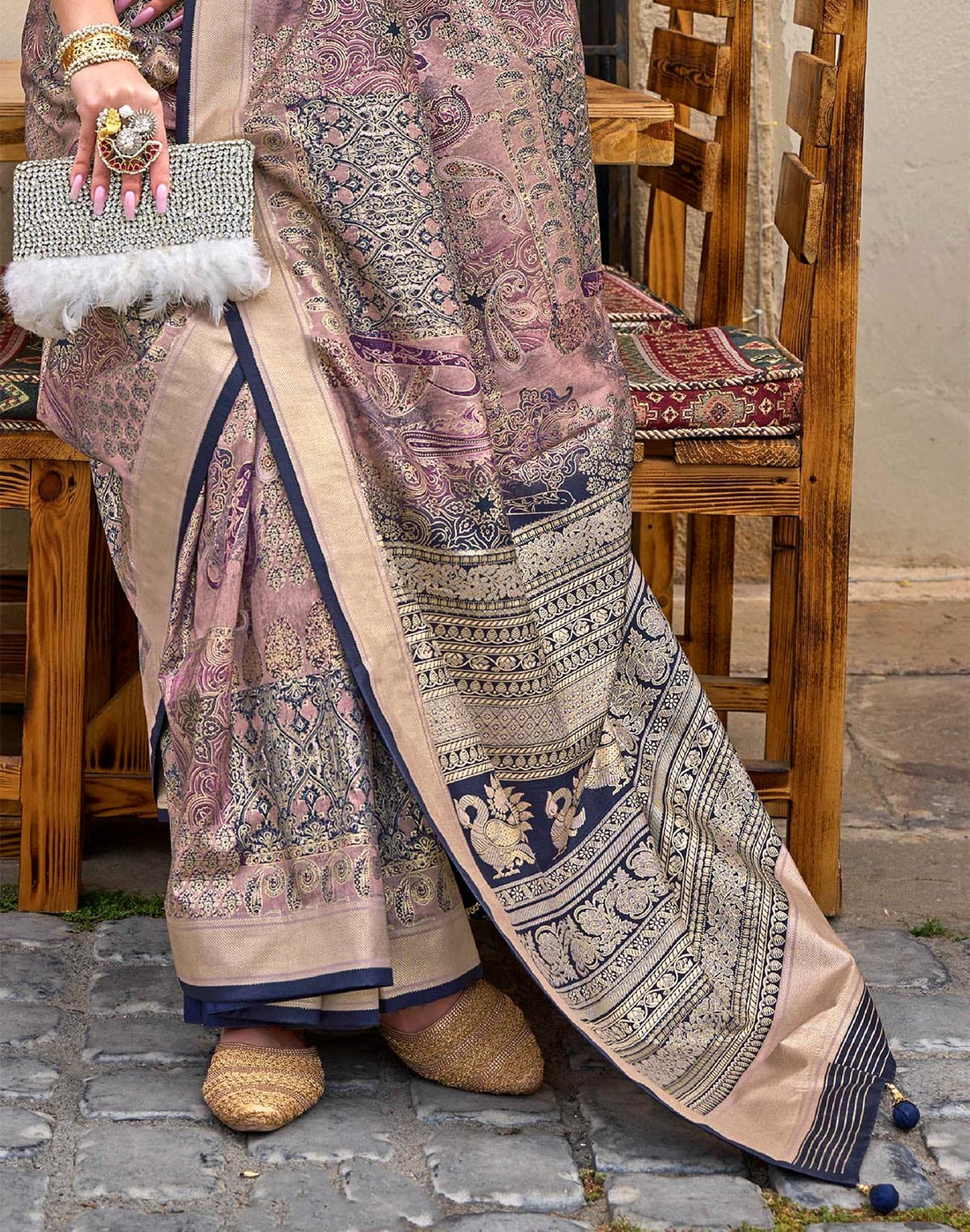 Light Pink Floral Print Soft Silk Saree