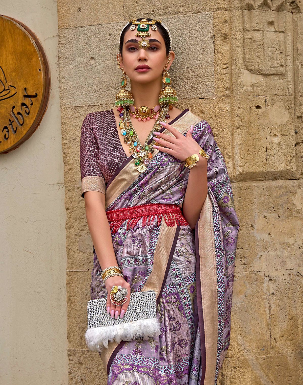 Light Purple Soft Silk Saree with Tussels