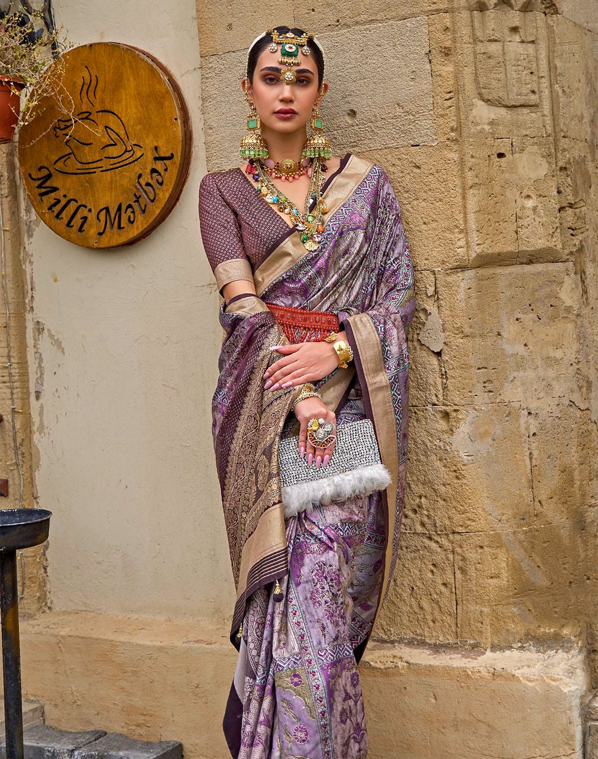 Light Purple Soft Silk Saree with Tussels