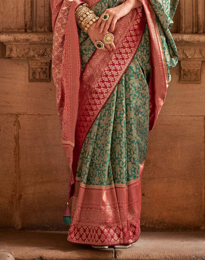 Designer Green Banaras Silk Saree