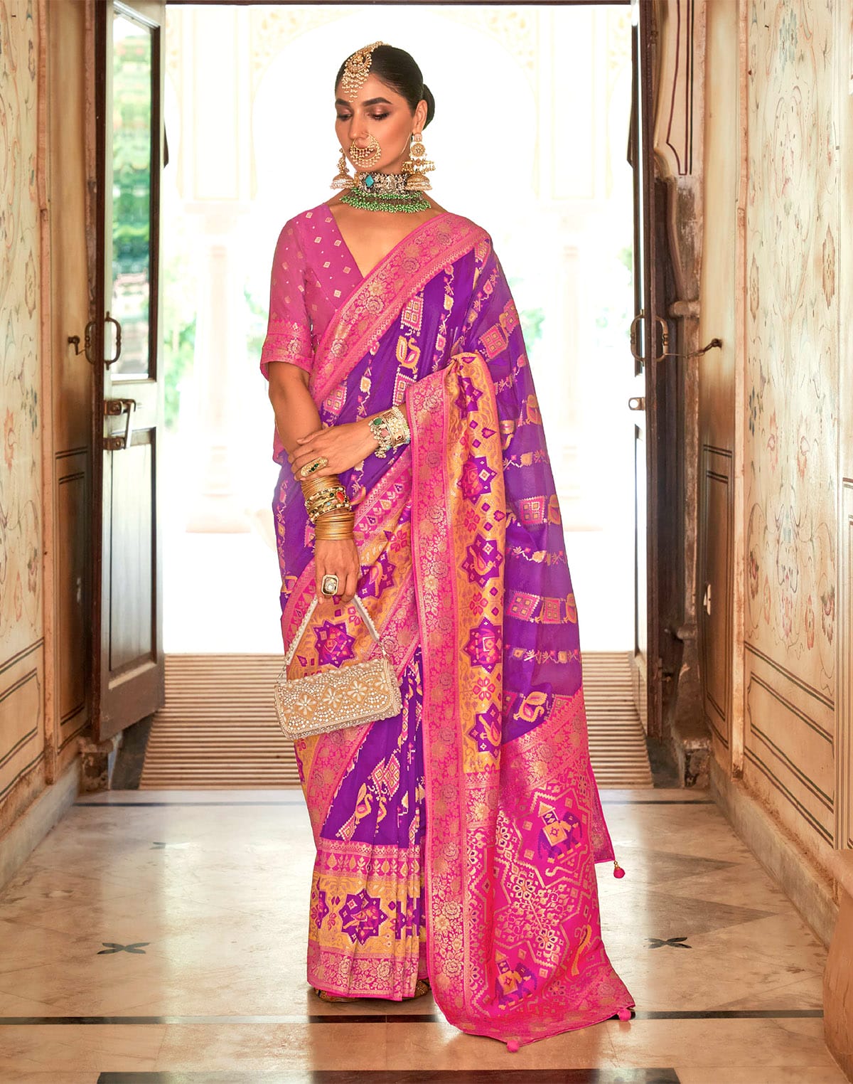 Purple Coloured Banaras Silk Classic Saree