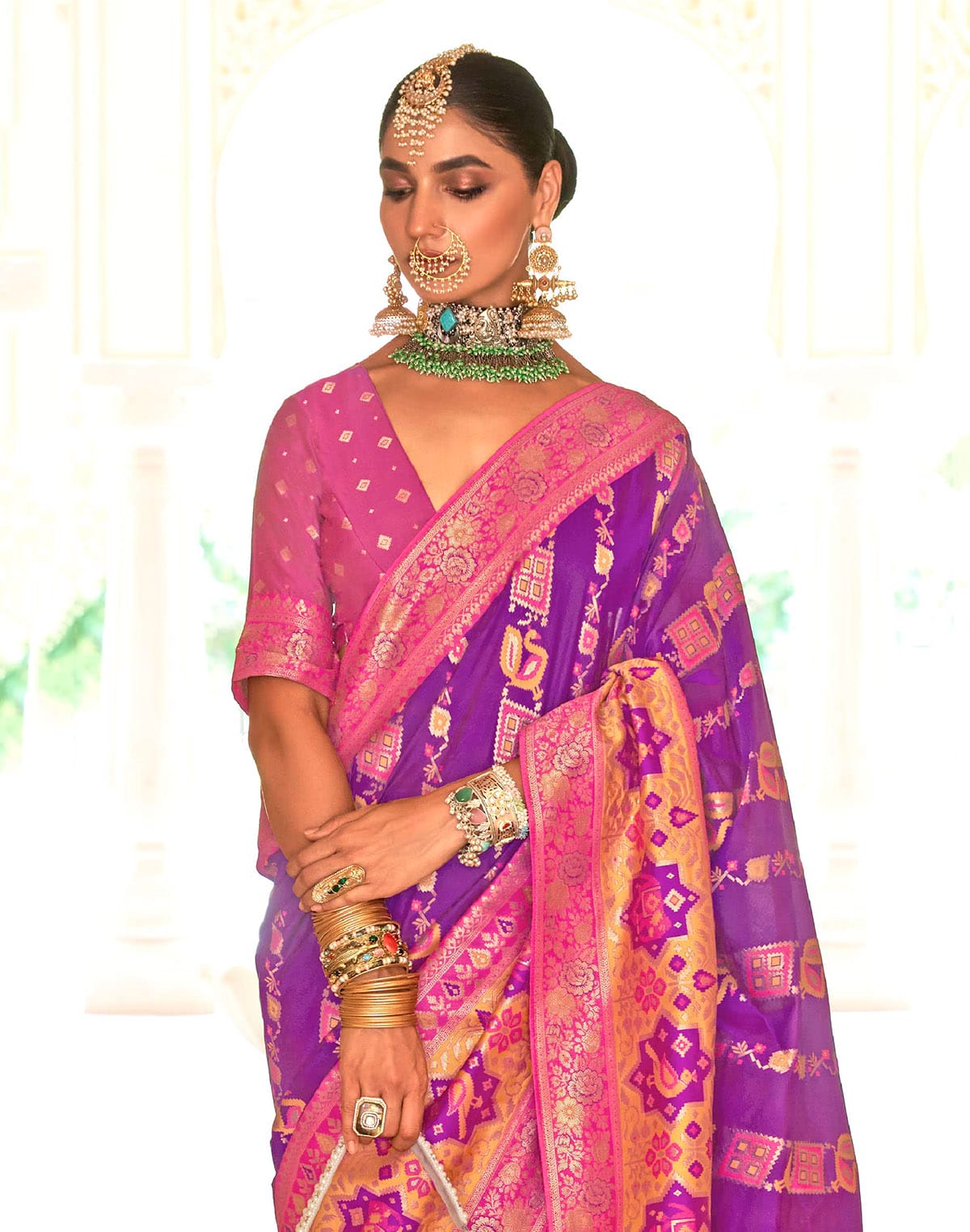 Purple Coloured Banaras Silk Classic Saree