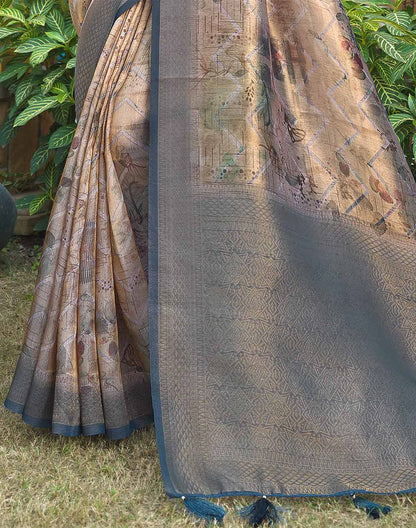 Elegant Light Beige Colour Tissue Saree