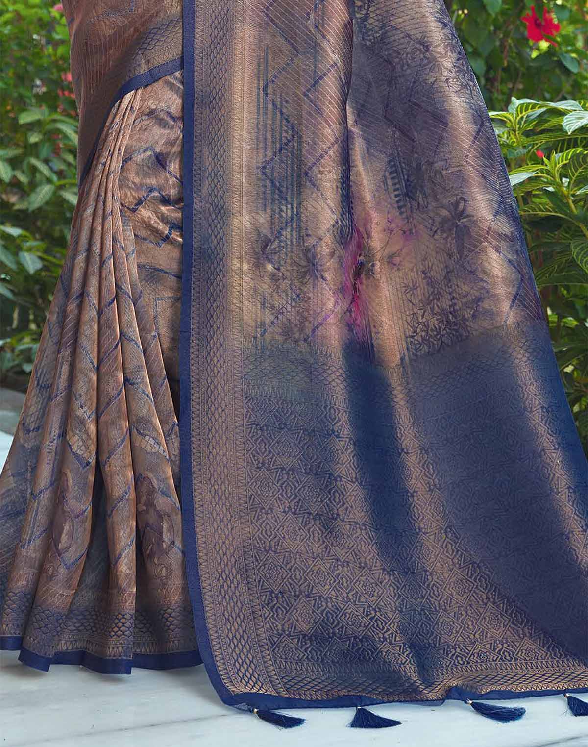 Blue Soft Tissue Saree with Unstitched Blouse