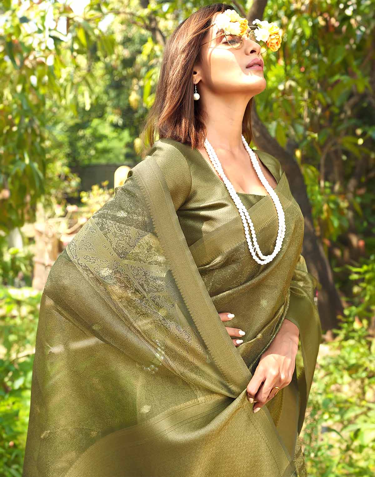 Adorable Green Organza Designer Saree