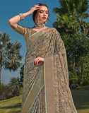 Beige Coloured Soft Silk Floral Pattern Saree