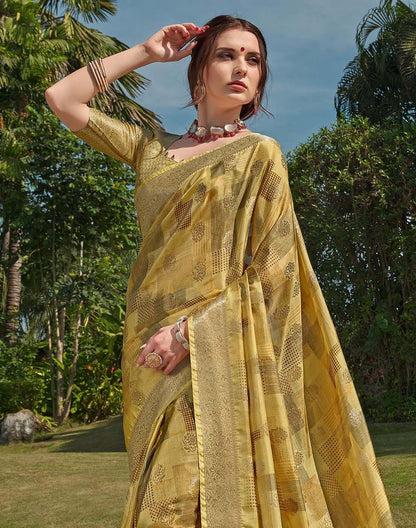 Mustard Floral Soft Silk Fancy Saree