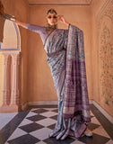 Admirable Purple Floral Soft Silk Saree