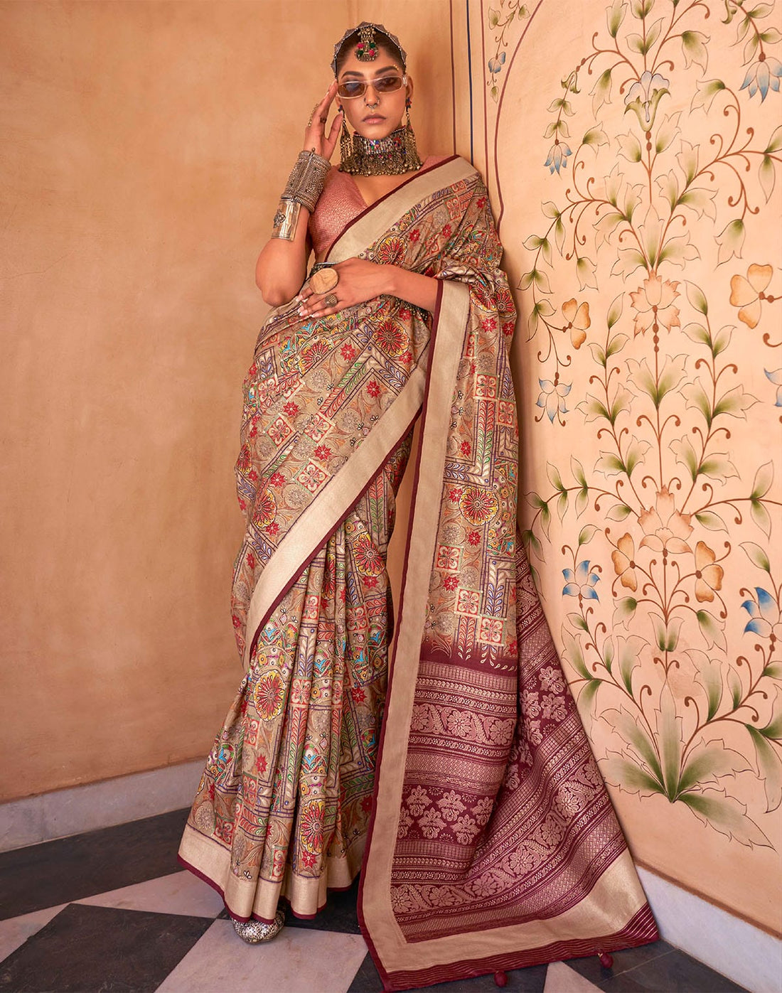 Soft Silk Floral Print Multi Color Saree