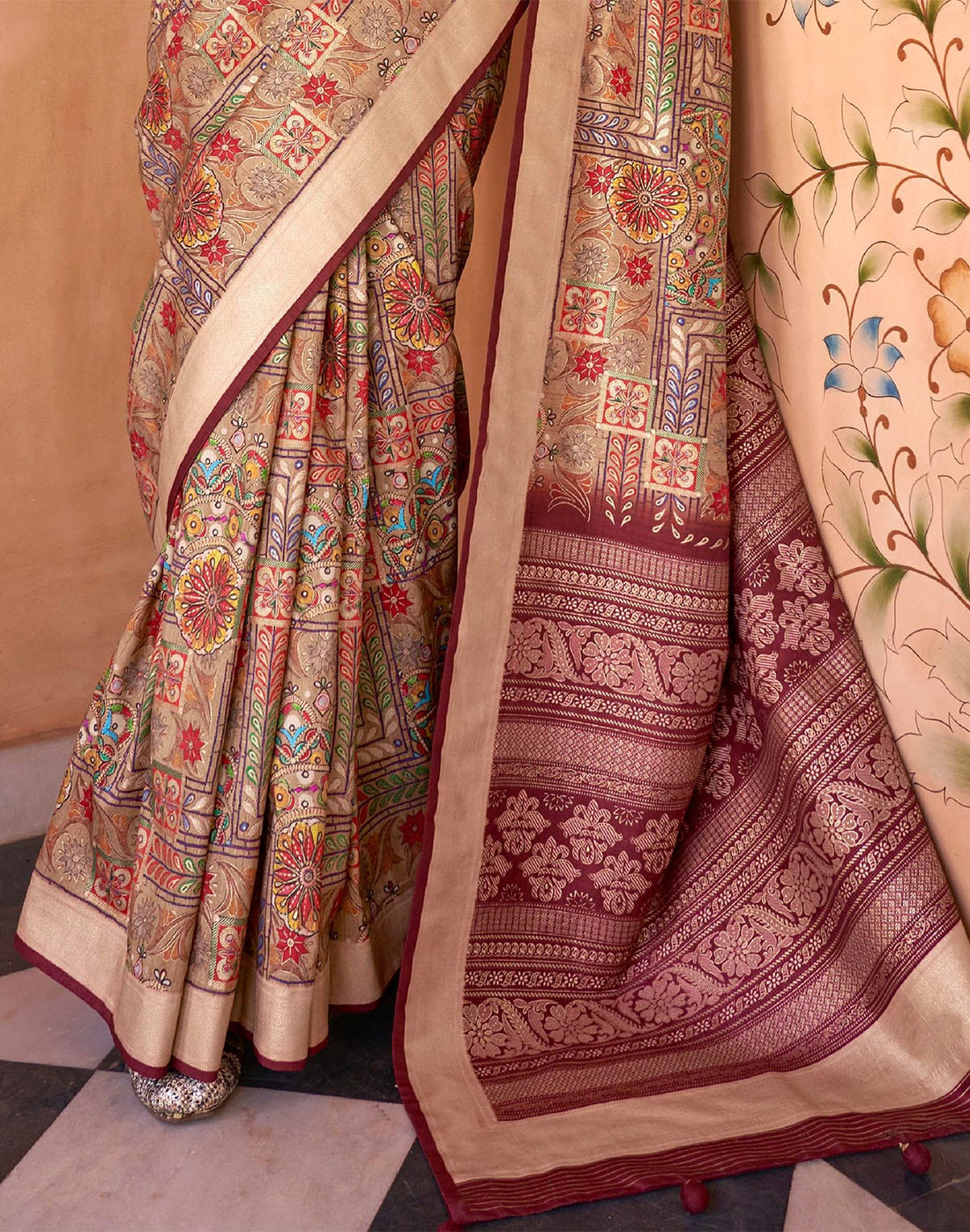 Soft Silk Floral Print Multi Color Saree