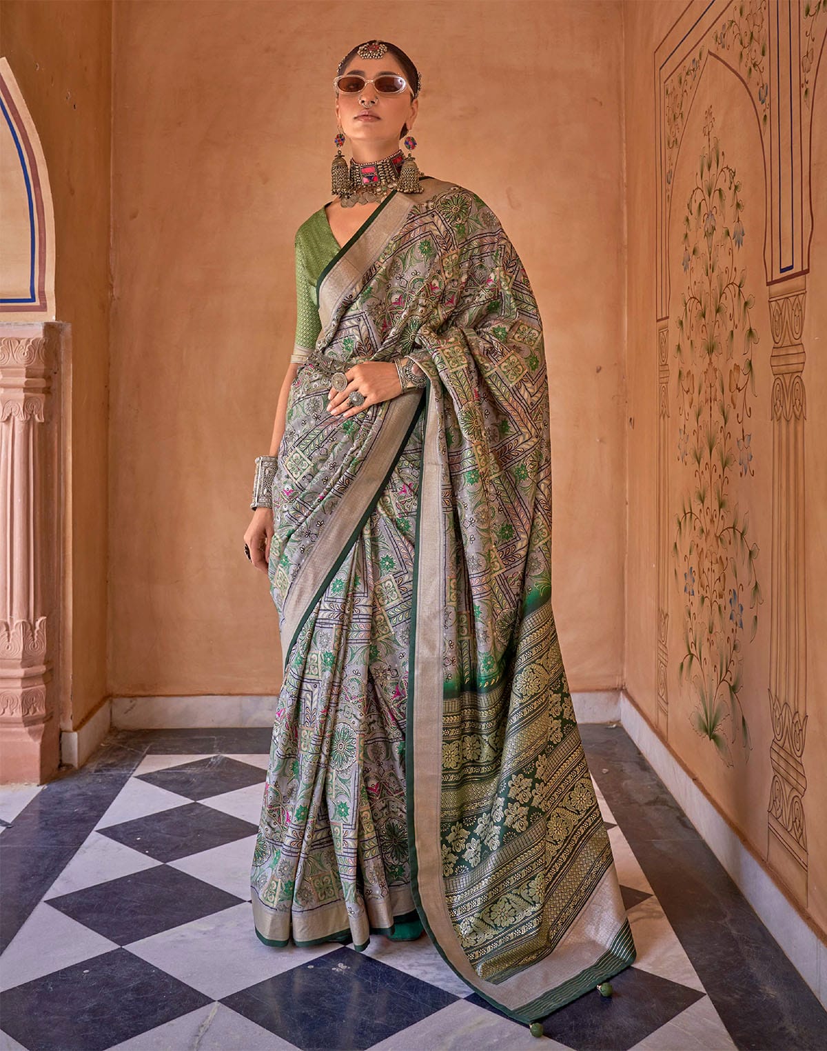 Green Coloured Soft Silk Party Wear Saree