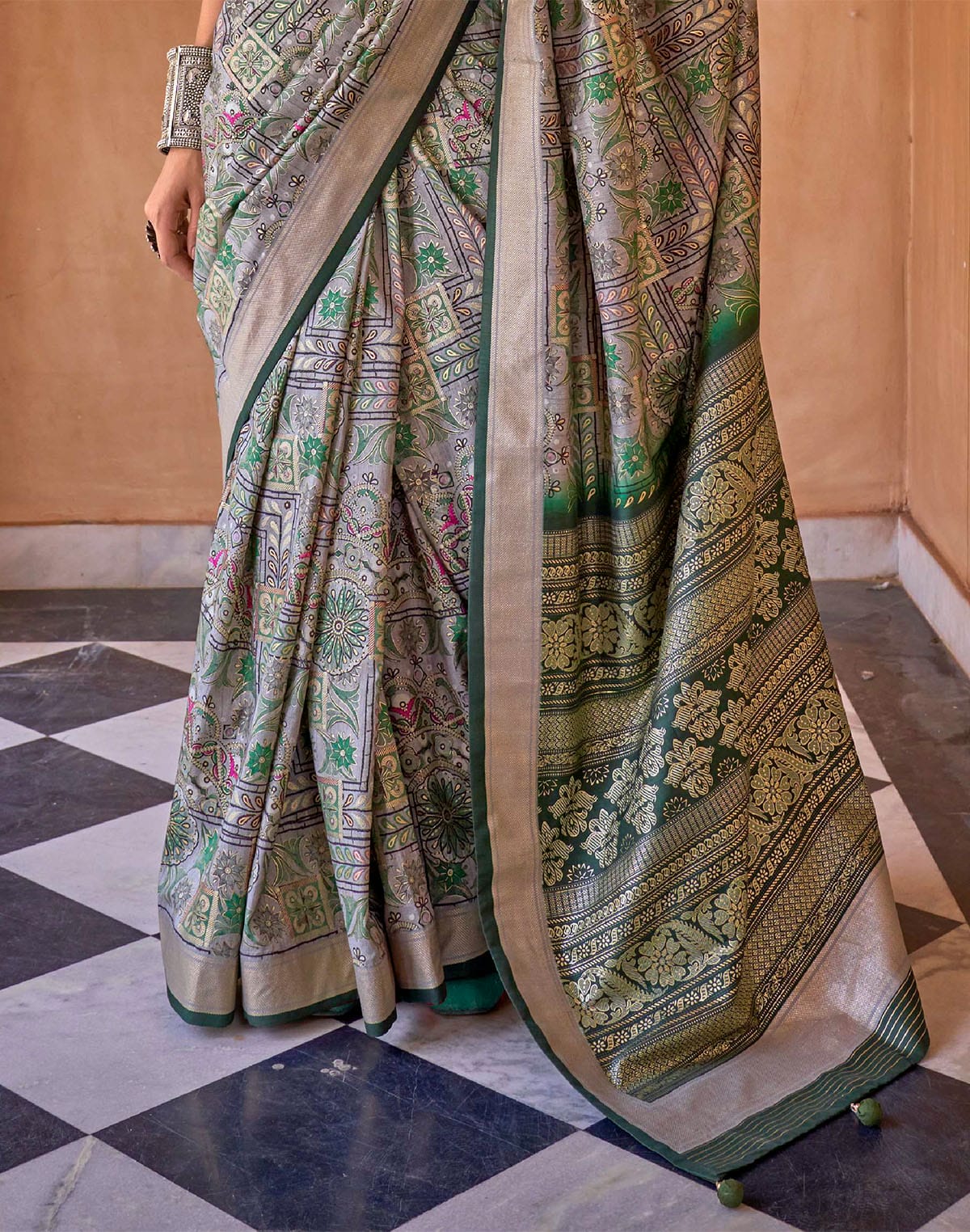 Green Coloured Soft Silk Party Wear Saree