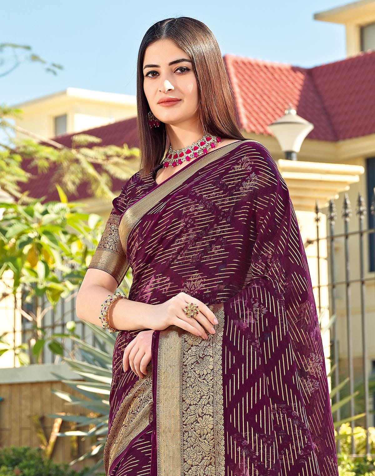 Fancy Dola Silk Maroon Coloured Saree