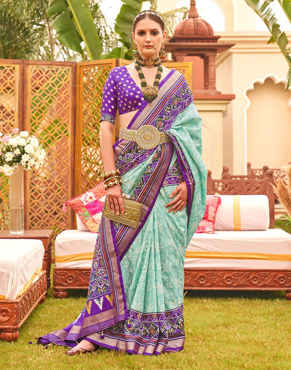 Alluring Sea Green smooth Patola Saree