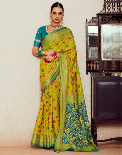 Light Yellow Brasso Silk Saree and Designer Blouse