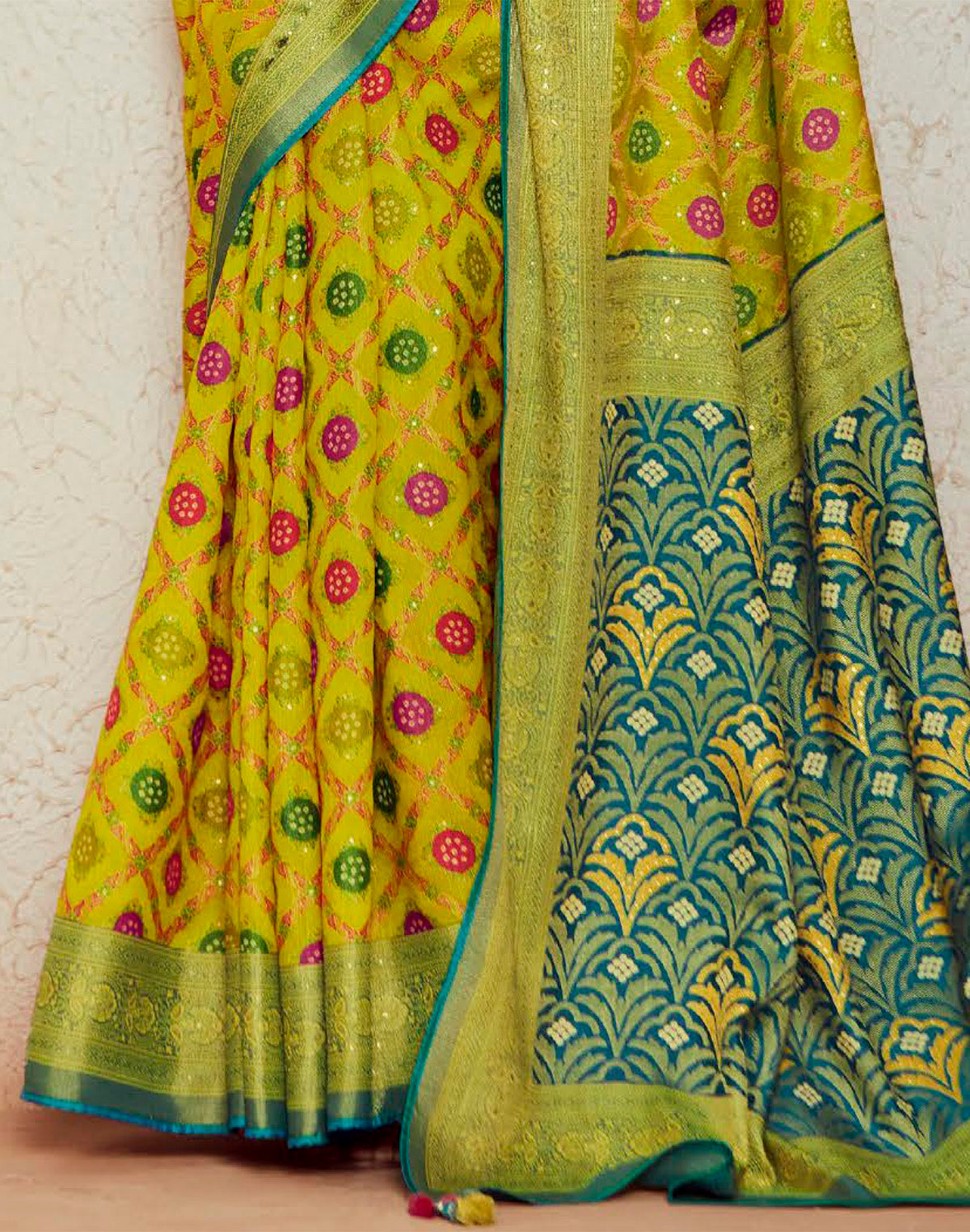 Light Yellow Brasso Silk Saree and Designer Blouse