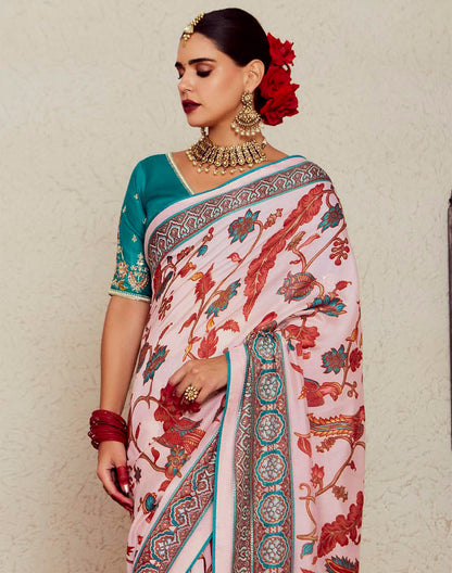 Light Pink Brasso Floral Pattern Saree