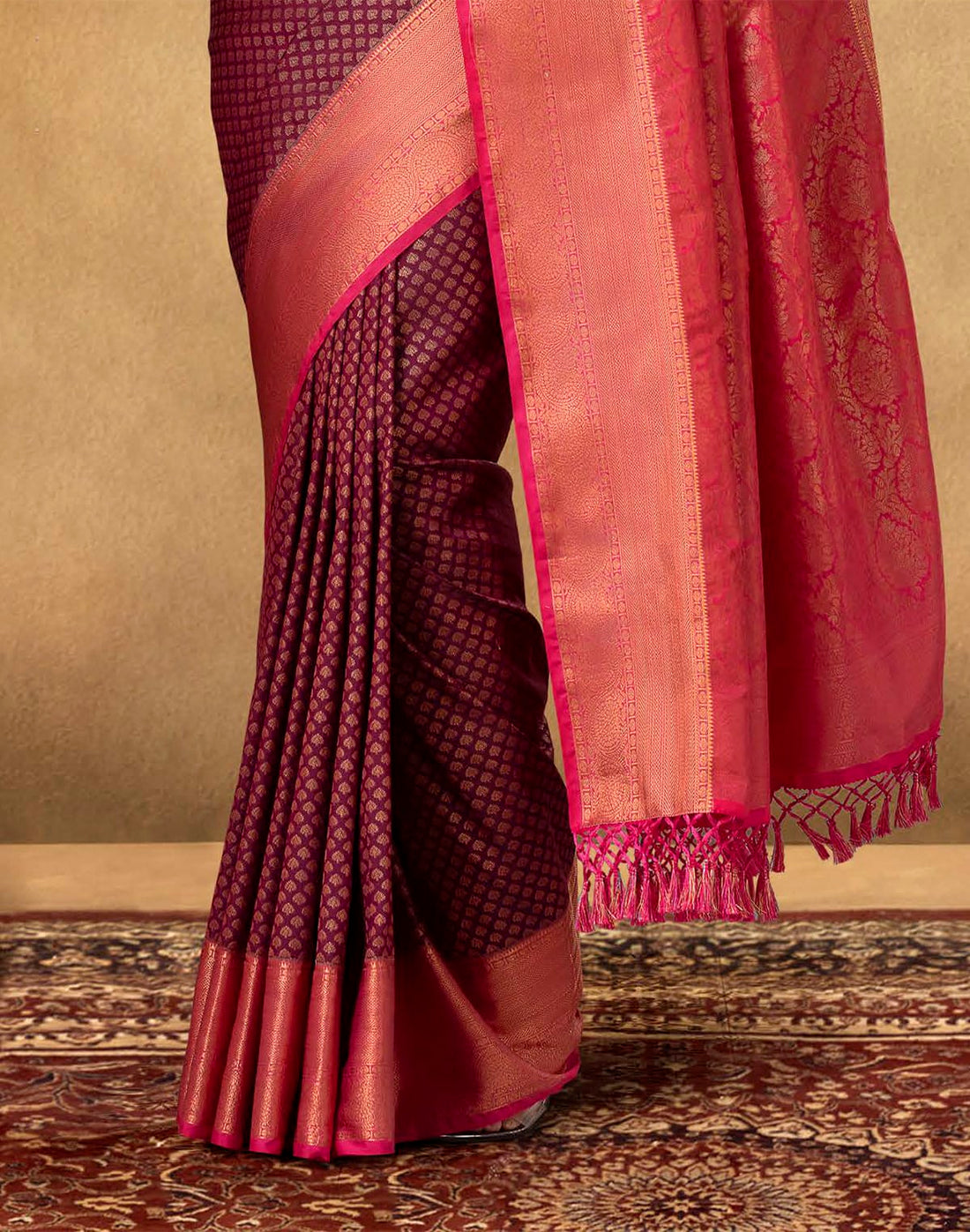 Traditional Maroon Brocade design Soft Banaras Fancy Saree