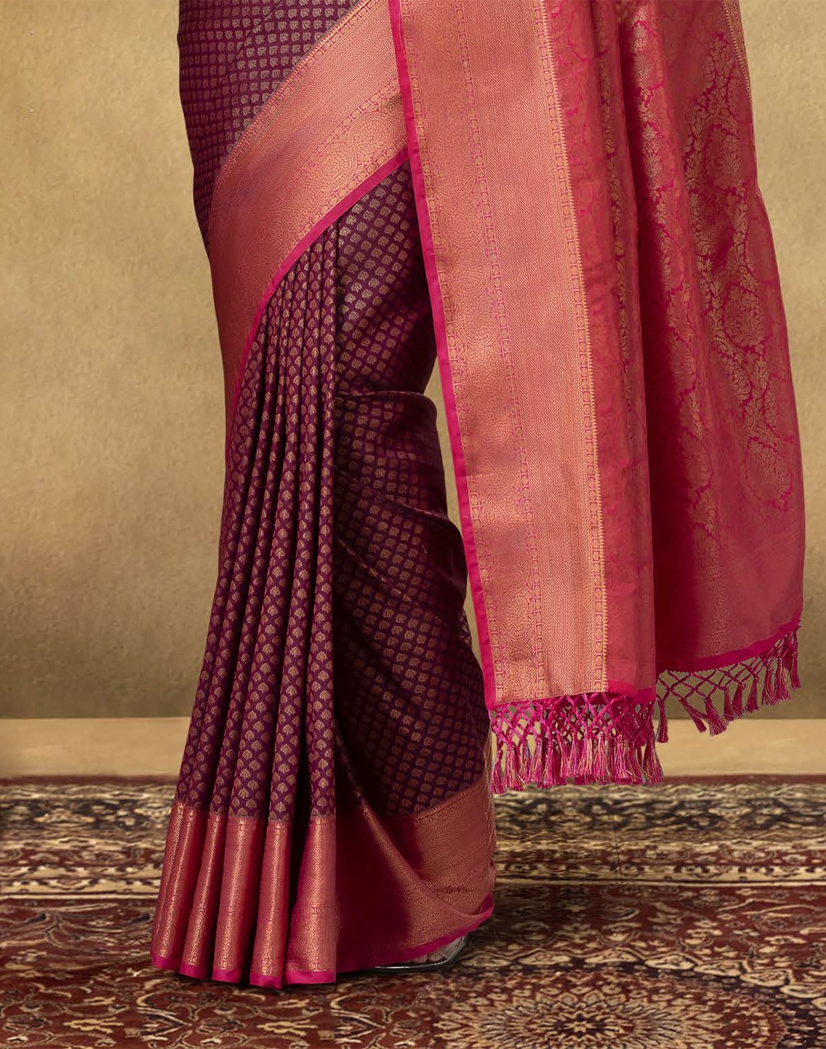 Traditional Maroon Brocade design Soft Banaras Fancy Saree