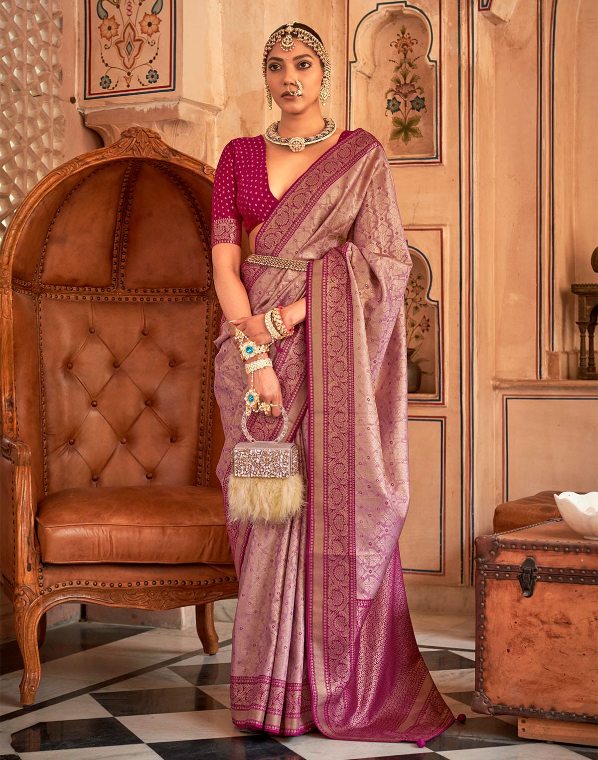 Light Purple Woven Royal Banaras Silk Saree