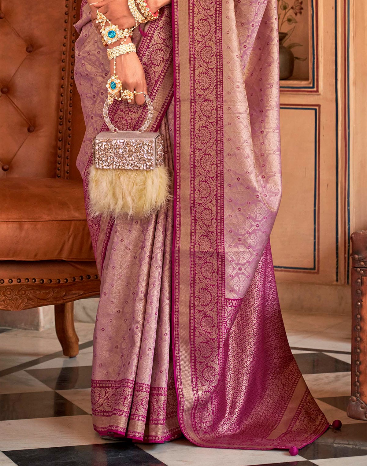 Light Purple Woven Royal Banaras Silk Saree