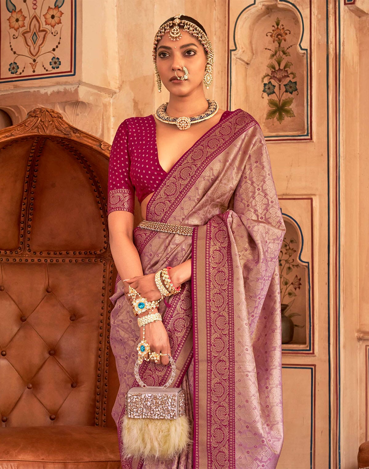 Light Purple Woven Royal Banaras Silk Saree